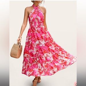 Azazie - Feeling Like Forever Fuchsia Floral Print Maxi Dress